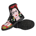 Frida Kahlo And Pink Flower Print Backpack