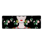 Frida Kahlo And Pink Flower Print Long Kitchen Mat