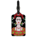 Frida Kahlo And Pink Flower Print Luggage Tag