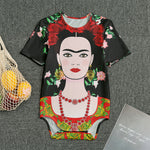 Frida Kahlo And Pink Flower Print Men's Bodysuit