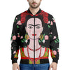 Frida Kahlo And Pink Flower Print Men's Bomber Jacket
