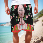 Frida Kahlo And Pink Flower Print Men's Cargo Shorts