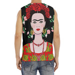 Frida Kahlo And Pink Flower Print Men's Fitness Tank Top