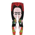 Frida Kahlo And Pink Flower Print Men's Leggings