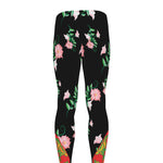 Frida Kahlo And Pink Flower Print Men's leggings