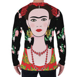 Frida Kahlo And Pink Flower Print Men's Long Sleeve T-Shirt