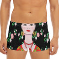 Frida Kahlo And Pink Flower Print Men's Short Boxer Briefs