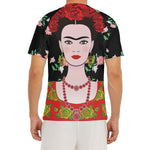 Frida Kahlo And Pink Flower Print Men's Short Sleeve Rash Guard