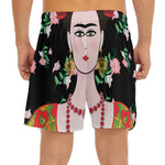 Frida Kahlo And Pink Flower Print Men's Split Running Shorts