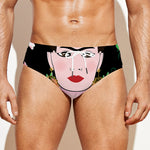 Frida Kahlo And Pink Flower Print Men's Swim Briefs