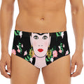 Frida Kahlo And Pink Flower Print Men's Triangle Swim Briefs