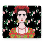 Frida Kahlo And Pink Flower Print Mouse Pad
