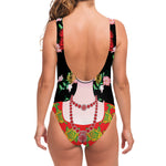 Frida Kahlo And Pink Flower Print One Piece Swimsuit