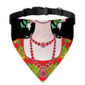 Frida Kahlo And Pink Flower Print Over The Collar Dog Bandana