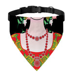 Frida Kahlo And Pink Flower Print Over The Collar Dog Bandana