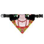 Frida Kahlo And Pink Flower Print Over The Collar Dog Bandana