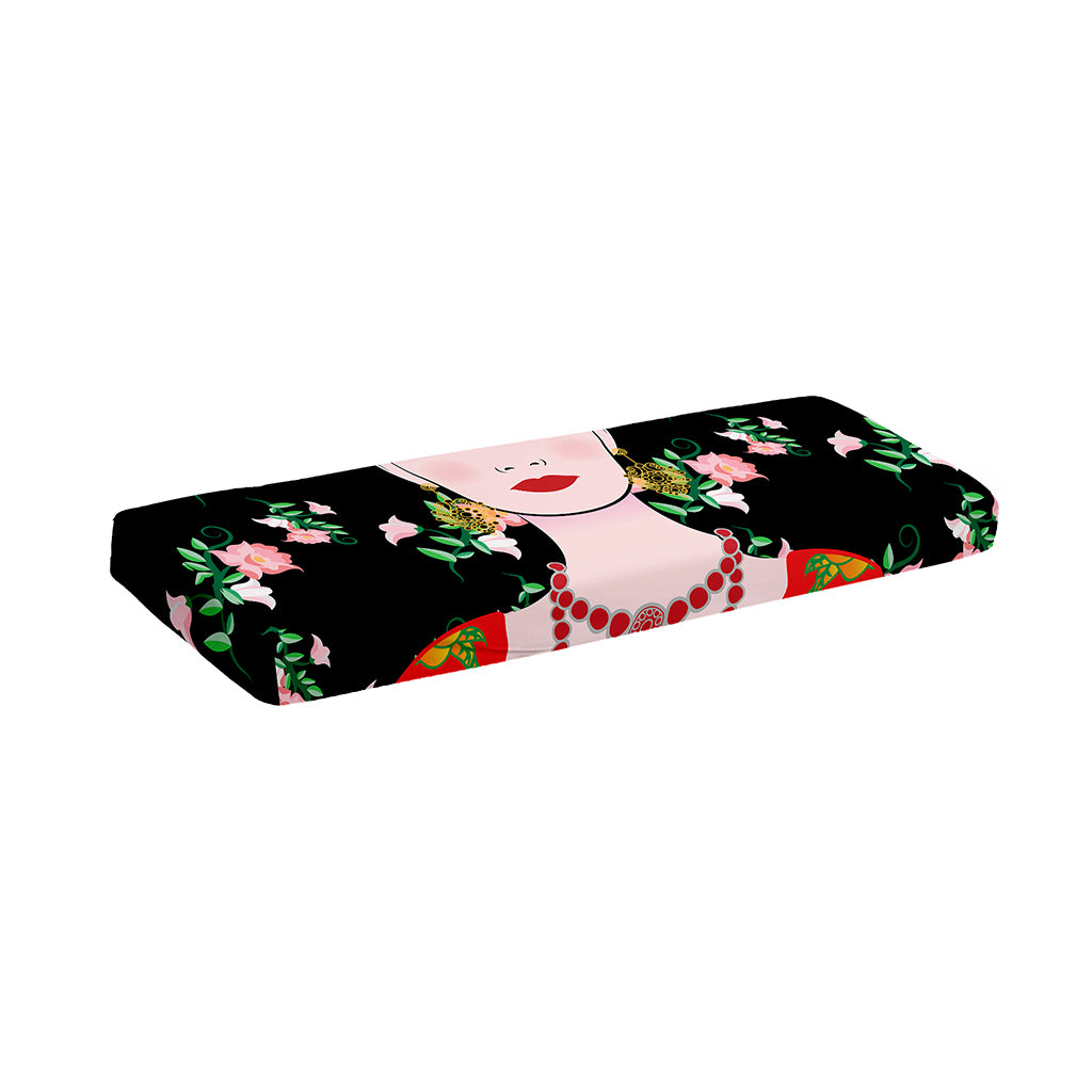 Frida Kahlo And Pink Flower Print Piano Keyboard Cover