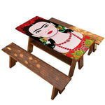 Frida Kahlo And Pink Flower Print Picnic Table Cover