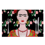Frida Kahlo And Pink Flower Print Placemat