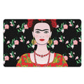 Frida Kahlo And Pink Flower Print Polyester Doormat