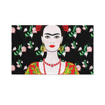 Frida Kahlo And Pink Flower Print Polyester Flag