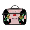 Frida Kahlo And Pink Flower Print Portable Lunch Bag