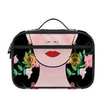 Frida Kahlo And Pink Flower Print Portable Lunch Bag