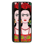 Frida Kahlo And Pink Flower Print Refrigerator Handle Covers