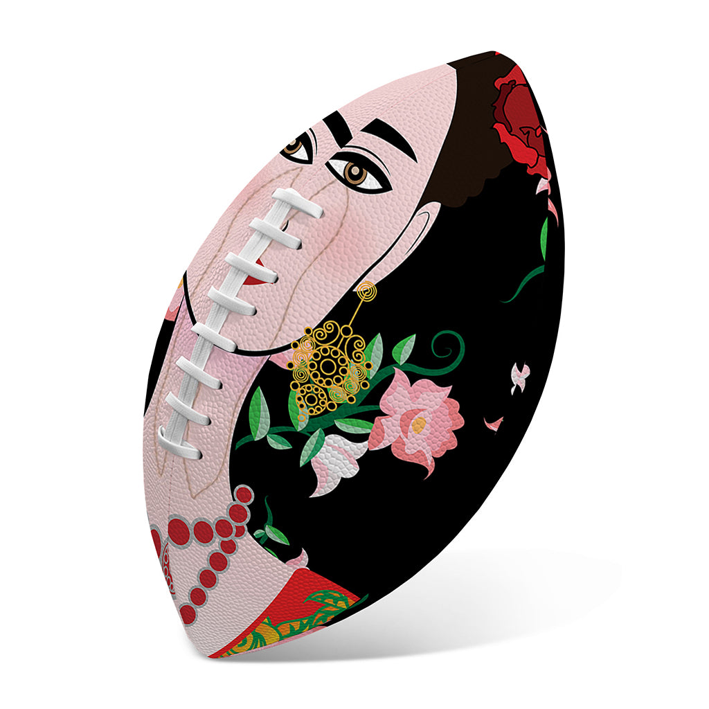 Frida Kahlo And Pink Flower Print Rugby Ball