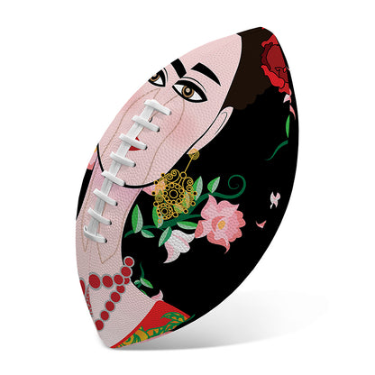 Frida Kahlo And Pink Flower Print Rugby Ball
