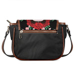 Frida Kahlo And Pink Flower Print Saddle Bag