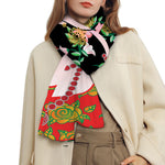 Frida Kahlo And Pink Flower Print Scarf