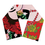 Frida Kahlo And Pink Flower Print Scarf
