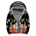 Frida Kahlo And Pink Flower Print Sherpa Lined Zip Up Hoodie