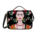 Frida Kahlo And Pink Flower Print Shoulder Strap Bible Bag