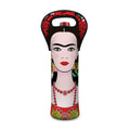 Frida Kahlo And Pink Flower Print Single Neoprene Wine Tote