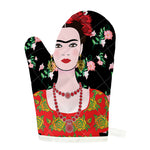 Frida Kahlo And Pink Flower Print Single Oven Mitt