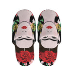 Frida Kahlo And Pink Flower Print Slippers