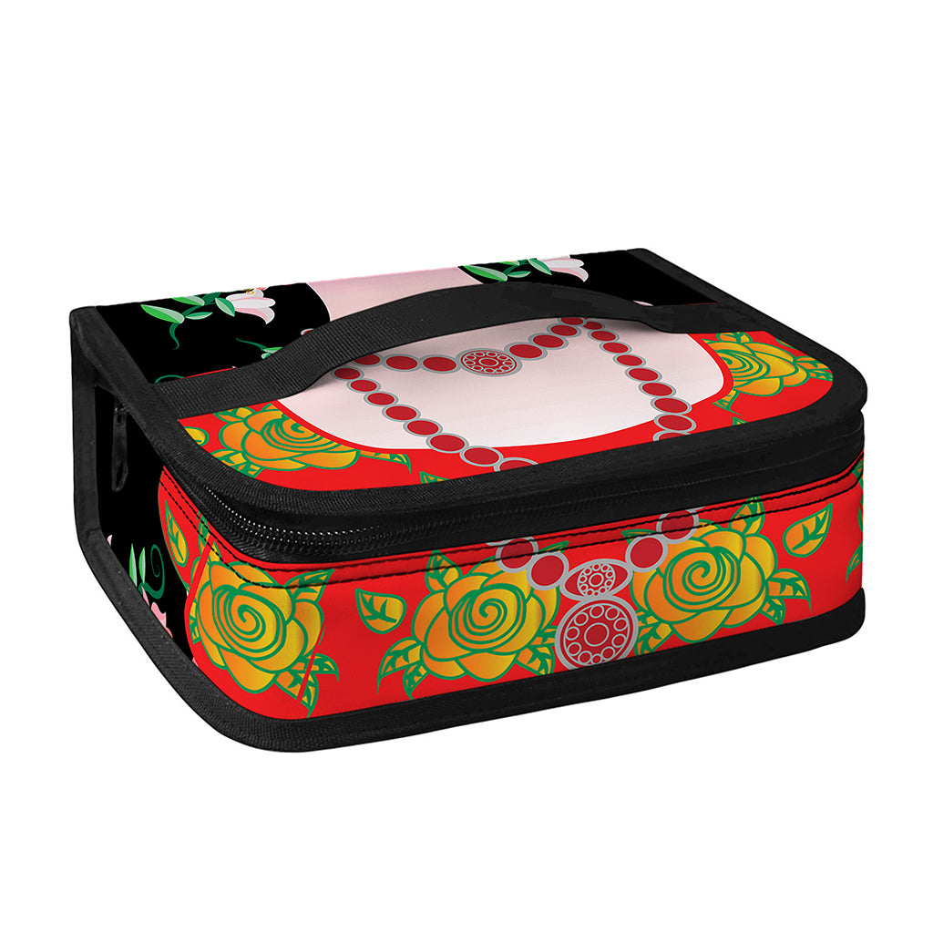 Frida Kahlo And Pink Flower Print Small Lunch Bag