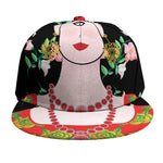 Frida Kahlo And Pink Flower Print Snapback Cap