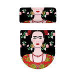 Frida Kahlo And Pink Flower Print Toilet Lid And Tank Cover Set