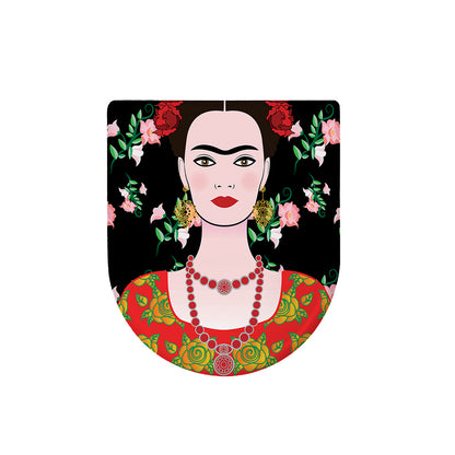 Frida Kahlo And Pink Flower Print Toilet Lid Cover
