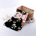 Frida Kahlo And Pink Flower Print Towel