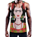 Frida Kahlo And Pink Flower Print Training Tank Top
