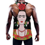 Frida Kahlo And Pink Flower Print Training Tank Top