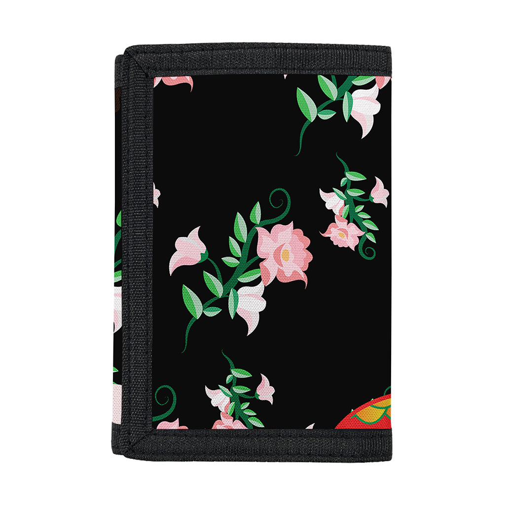 Frida Kahlo And Pink Flower Print Trifold Wallet