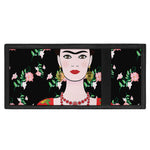 Frida Kahlo And Pink Flower Print Trifold Wallet