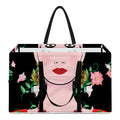 Frida Kahlo And Pink Flower Print Utility Tote Bag