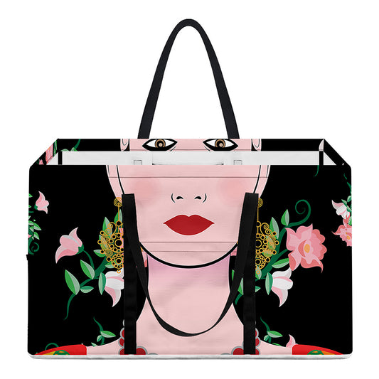 Frida Kahlo And Pink Flower Print Utility Tote Bag