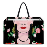 Frida Kahlo And Pink Flower Print Utility Tote Bag